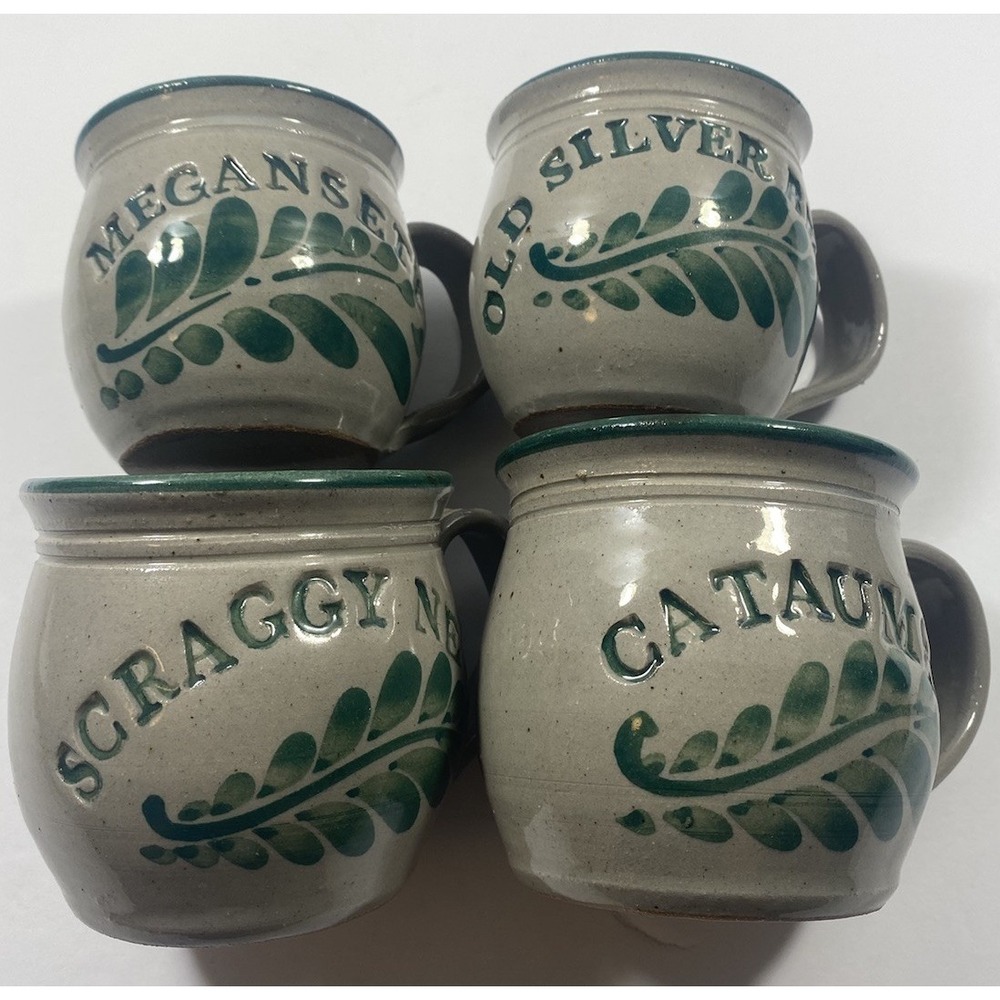 Cape Cod Studio Pottery Mugs Vintage 1990's Megansett ,Old Silver,Scraggy Neck